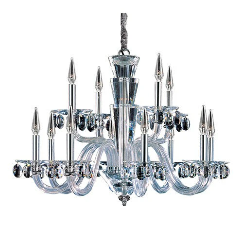 Chrome 12-Light Two Tier Chandelier with Firenze Clear Crystal - Image 1