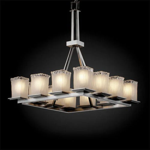 Group Veneto Luce Montana 12-Light Brushed Nickel Tall Ring Chandelier - Image 1
