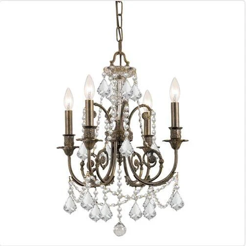 Bronze Wood Crystal Mini Chandelier - Image 1