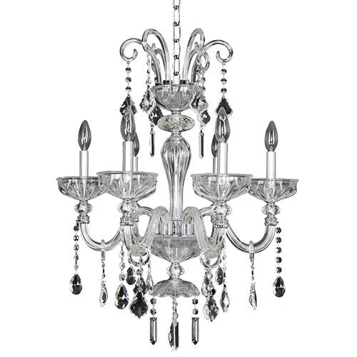 Six-Light 23-Inch Wide Chandelier with Firenze Clear Crystal - Image 1