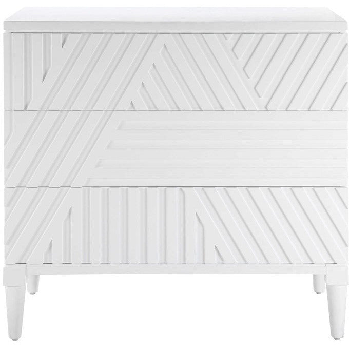 Uttermost Colby White Geometric Wood 3 Drawer Chest - Image 3