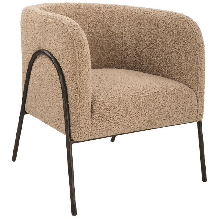 Uttermost Jacobsen Latte Faux Shearling Barrel Accent Chair - Image 3