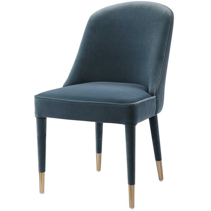Uttermost Brie Teal Blue Velvet Modern Dining Chairs Set of 2 - Image 3