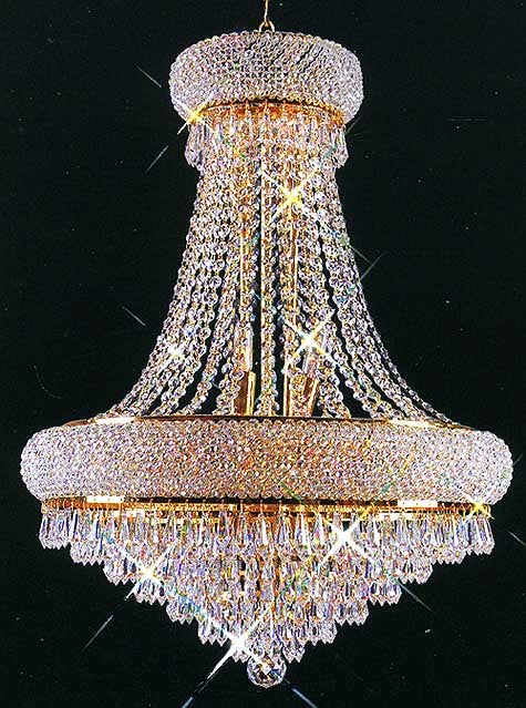 12 light gold plated crystal chandelier dressed with 25% Full Lead crystal - Image 1