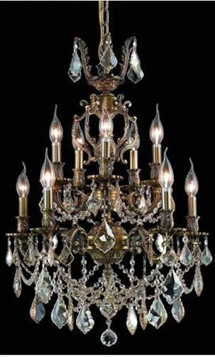 Bronze Ten-Light Chandelier with Golden Shadow/Champagne Royal Cut Crystals - Image 1