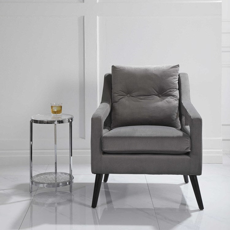 Uttermost O’Brian Smoke Gray Velvet Contemporary Armchair - Image 3