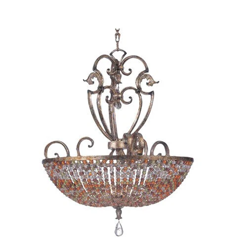 Chesapeake Antique Silver Leaf Seven-Light 32-Inch Pendant - Image 1