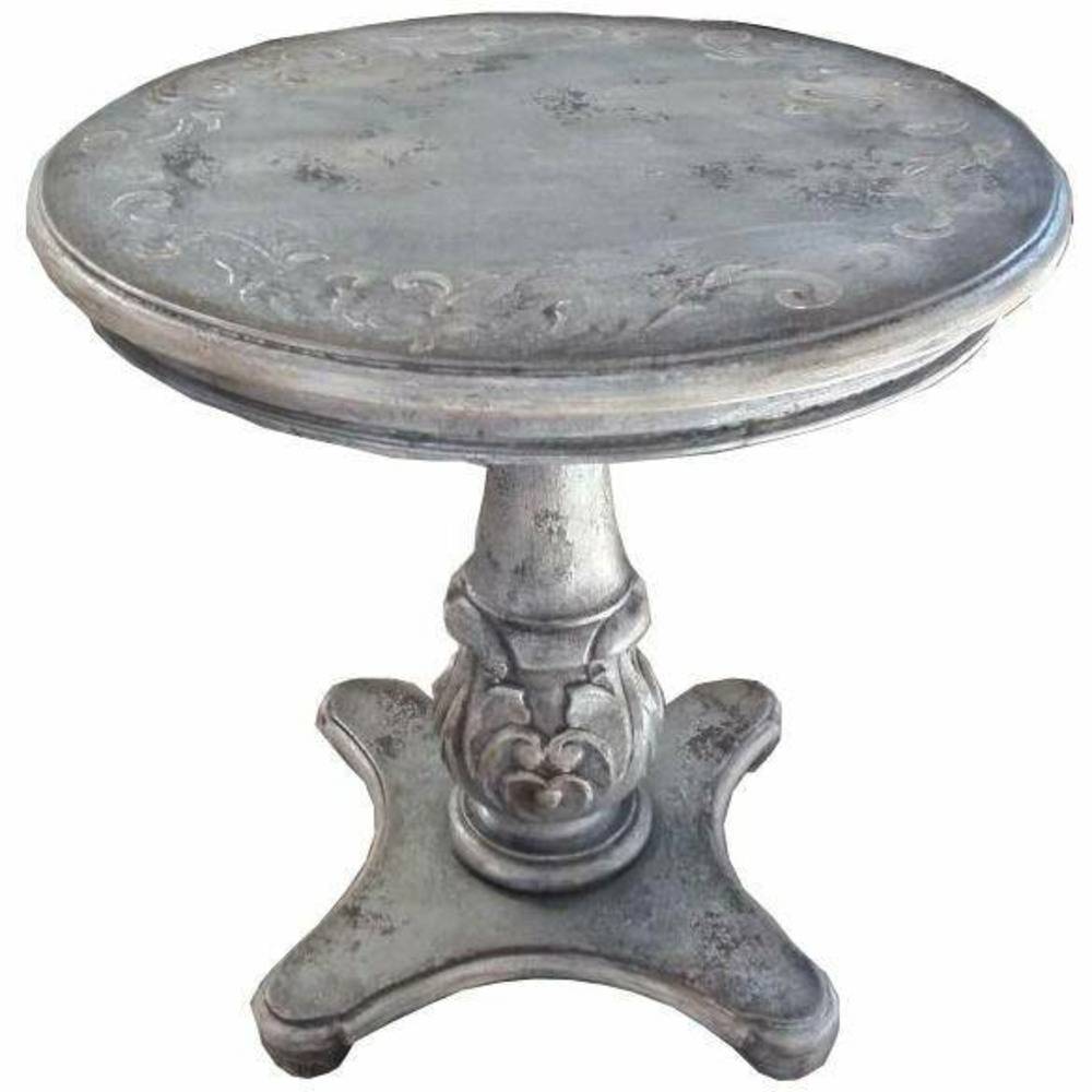 Casa Bonita Peruvian Hand-Painted Carved Wood Savannah Round End Table - Image 1