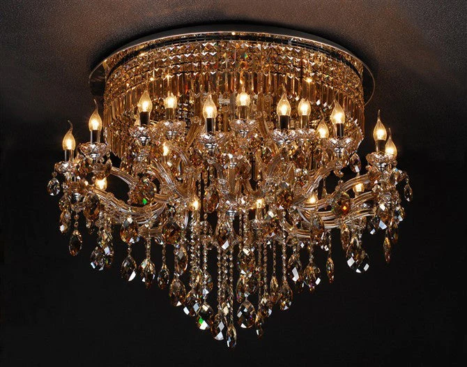 24 traditional crystal flush mount in cognac color - Image 1