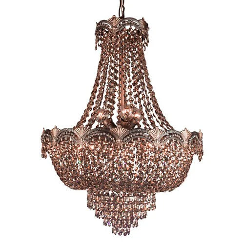Regency II Roman Bronze Three-Light Chandelier with Golden Teak Strass Crystals - Image 1