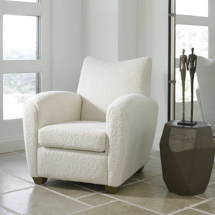 Uttermost Teddy Off-White Faux Shearling Accent Chair - Image 1