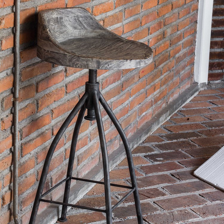 Uttermost Kairu Driftwood Counter Stool With Industrial Iron Base - Image 2