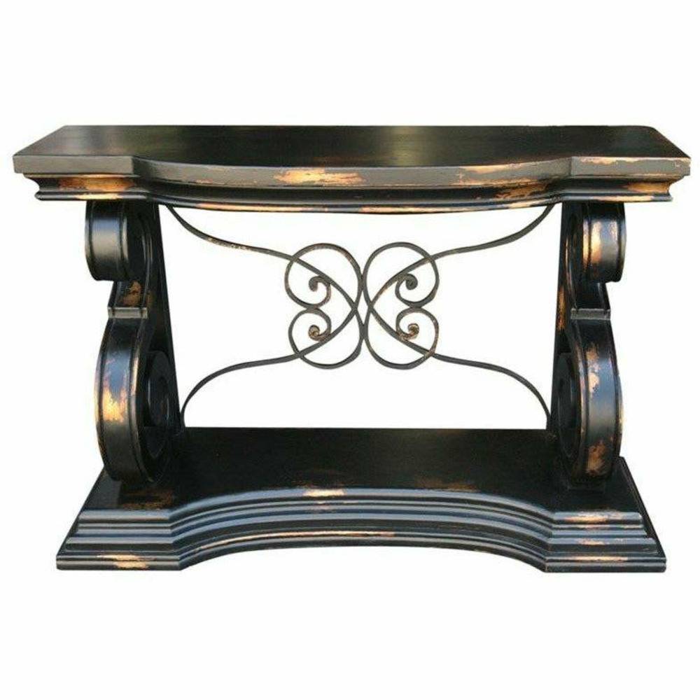 Casa Bonita Peruvian Hand-Painted Carved Wood and Hand Forged Iron San Marino Console Table - Image 1