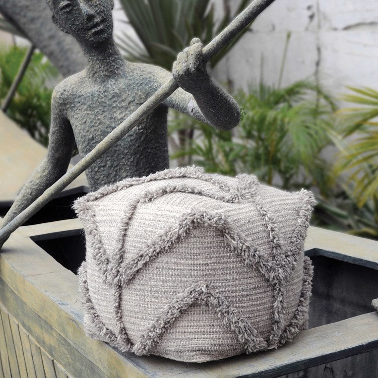 Uttermost Olfen Handwoven Gray Wool Pouf - Image 2