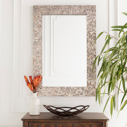 Surya Wall Decor & Mirrors Whitaker Modern Wall Mirror Finish Gray Mother of Pearl  WTK-7200 - Image 1