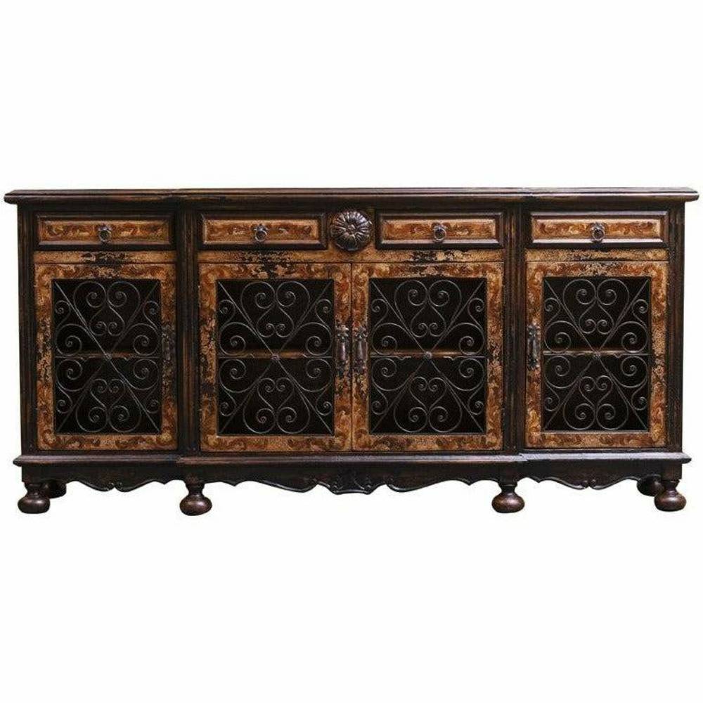 Casa Bonita Peruvian Hand-Painted Carved Wood and Hand Forged Wrought Iron Avila Buffet - Image 1