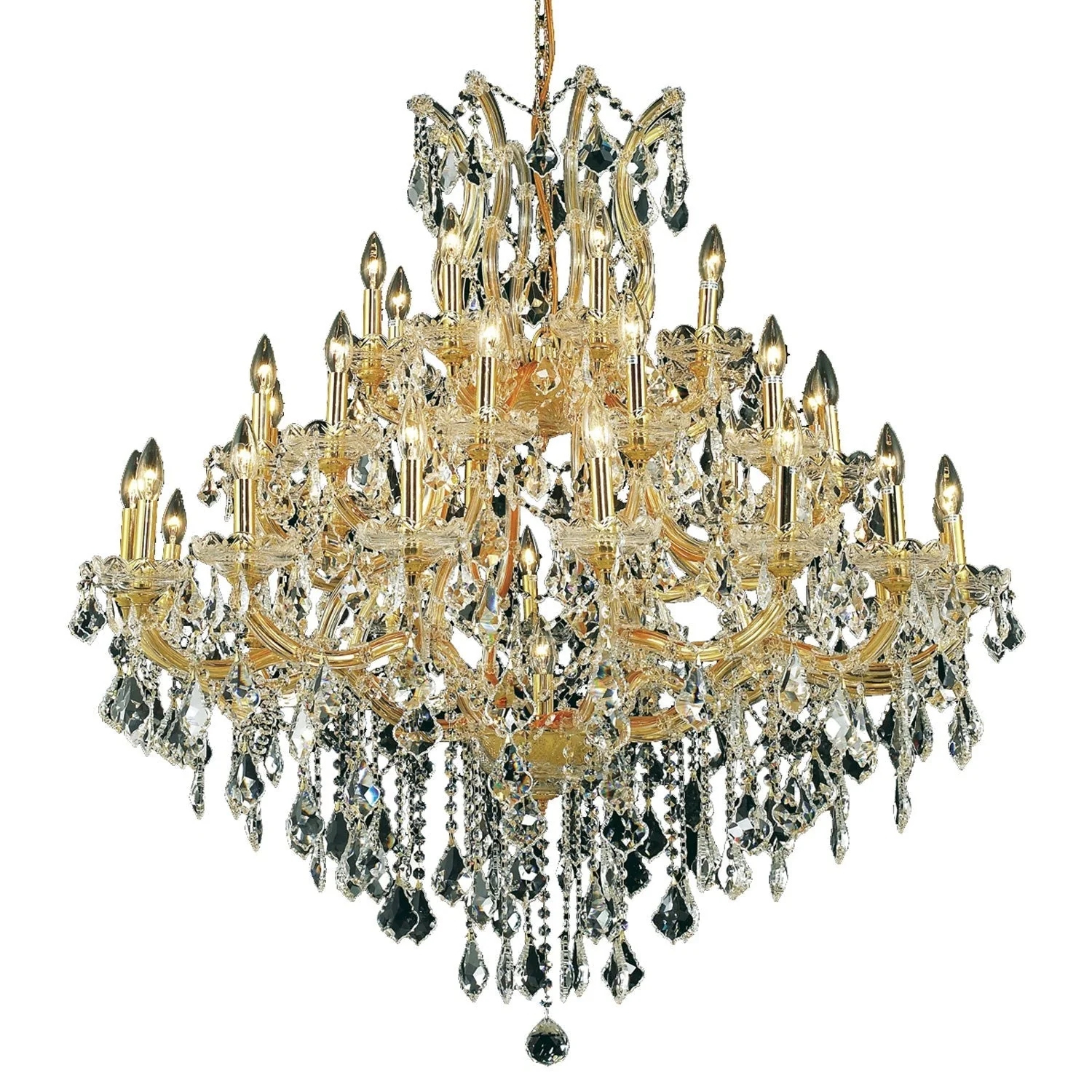 Gold Thirty-Seven Light 44-Inch Chandelier with Royal Cut Clear Crystal - Image 1