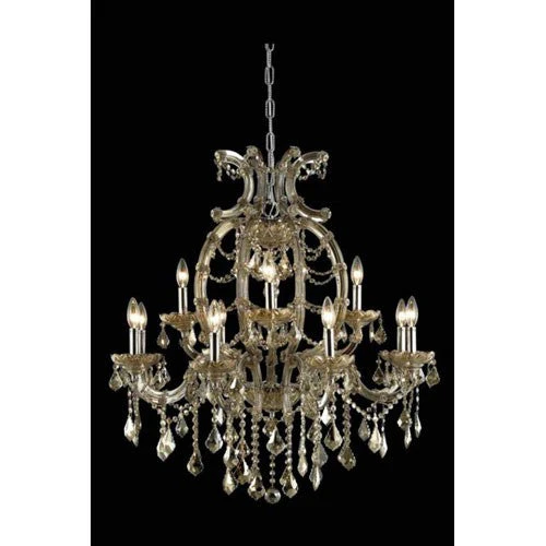 Maria Theresa Royal Cut Crystal Golden Teak 12 Light 35.4-in Chandelier - Image 1