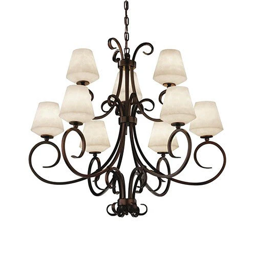 Nine-Light Inverted Cone Two-Tier Chandelier - Image 1