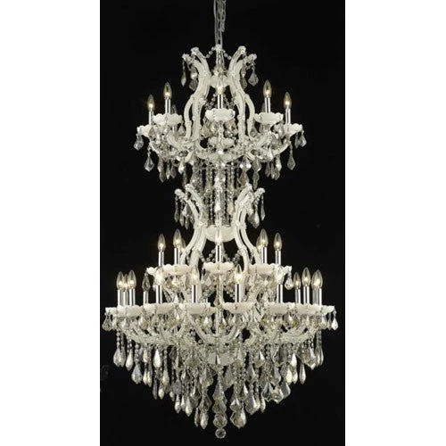 Maria Theresa White Thirty-Four Light Chandelier with Golden Teak/Smoky Royal Cut Crystals - Image 1