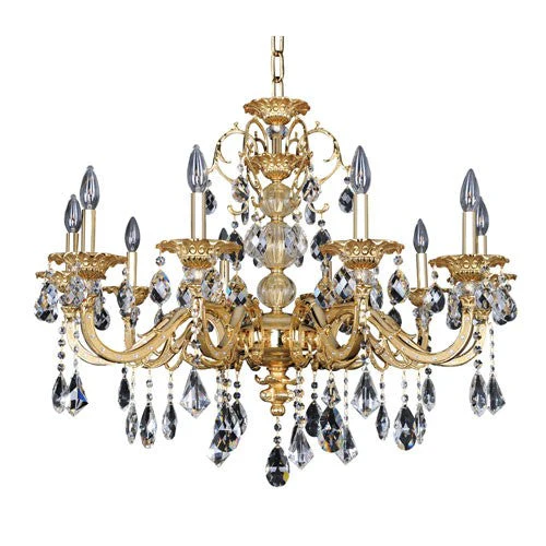 Vivaldi Two-Tone 24K Gold 10-Light 33.5-Inch Wide Chandelier with Firenze Clear Crystal - Image 1