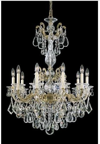 Bronze 10-Light Clear Heritage Handcut Crystal Chandelier, 28W x 38H x 28D - Image 1