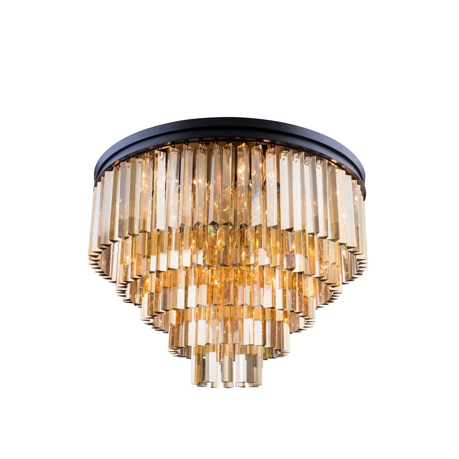 Sydney Mocha Brown Seventeen-Light Flushmount with Royal Cut Golden Teak Crystals - Image 1