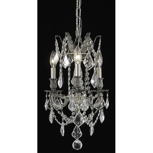 Pewter Three-Light Chandelier with Clear Royal Cut Crystals - Image 1