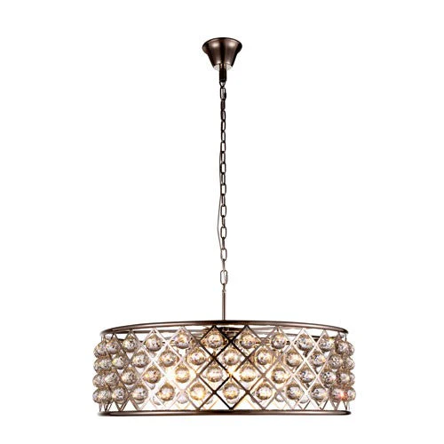 Madison Polished Nickel Eight-Light Pendant with Faceted Clear Crystals - Image 1