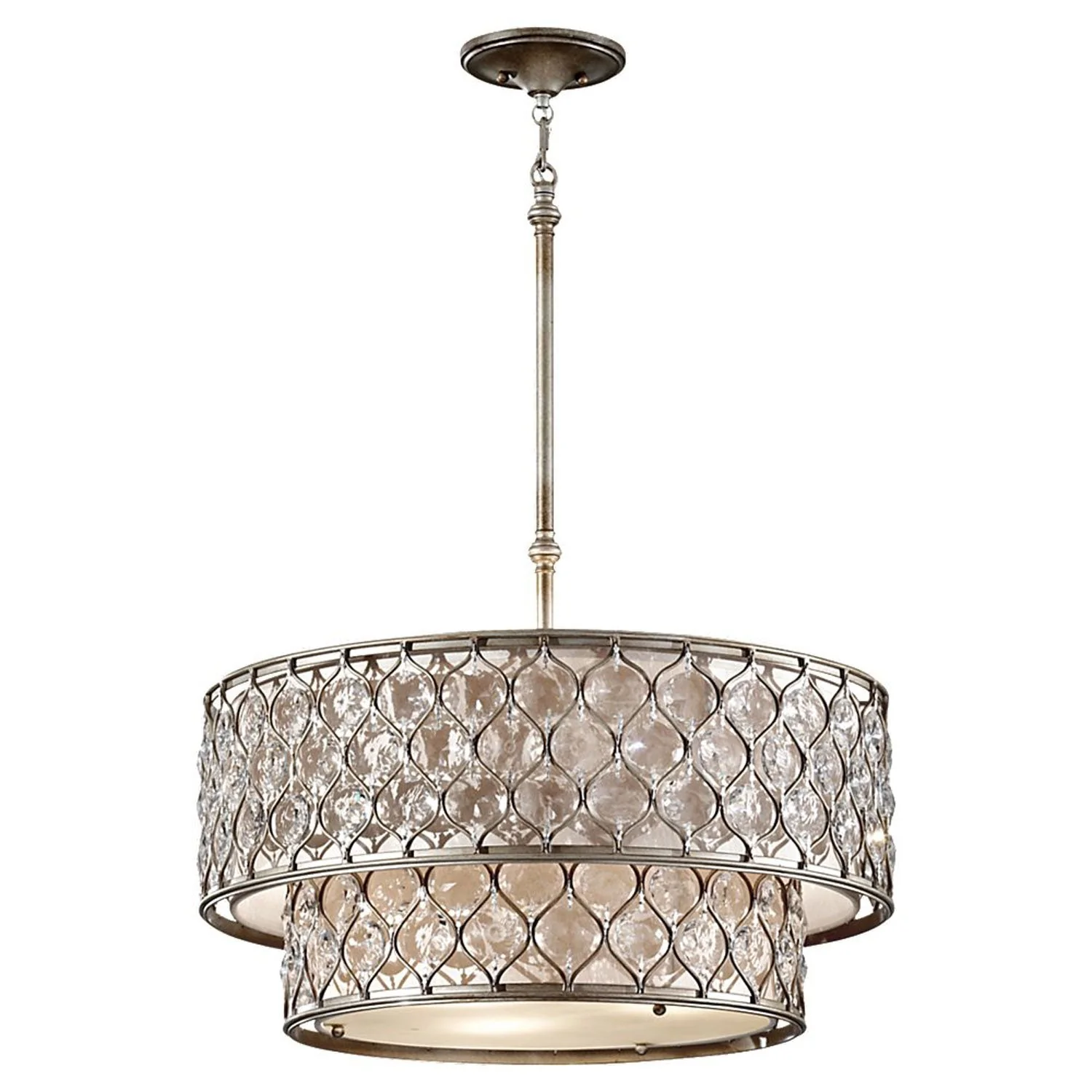 Burnished Silver Crystal Six-Light Fluorescent Pendant - Image 1