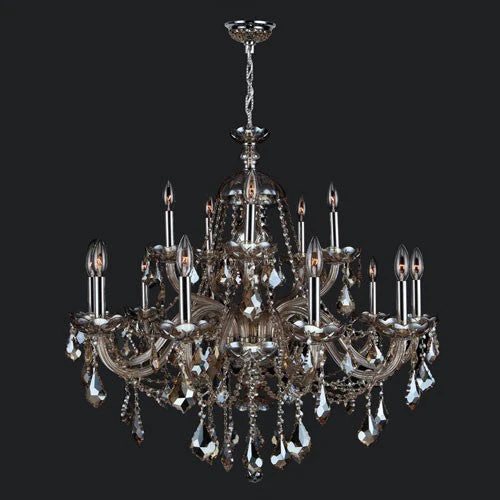 15-Light Chrome Finish with Golden Teak Crystal - Image 1