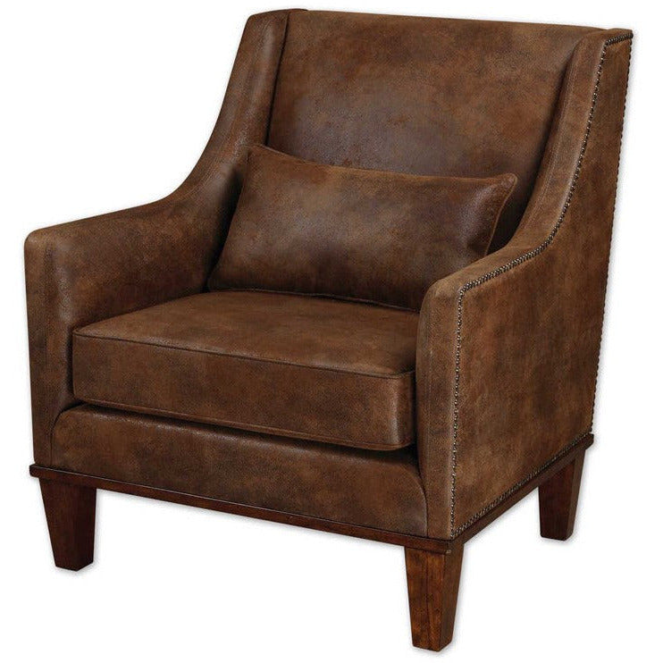 Uttermost Clay Velvety Soft Brown Fabric Armchair - Image 3