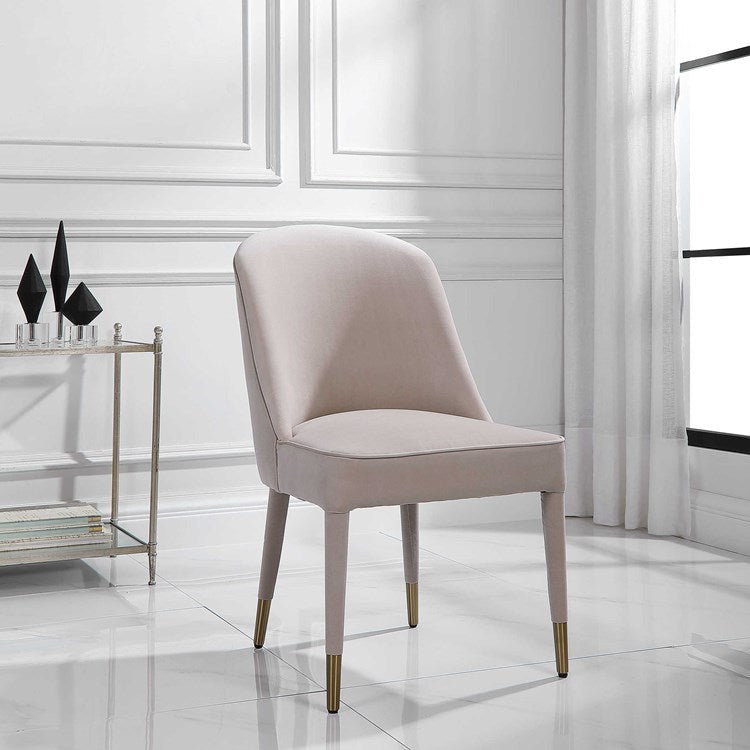Uttermost Brie Cream Velvet Modern Dining Chairs Set of 2