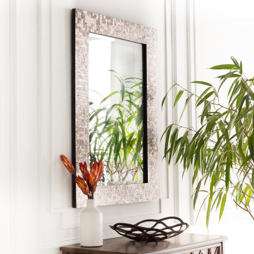 Surya Wall Decor & Mirrors Whitaker Modern Wall Mirror Finish Gray Mother of Pearl  WTK-7200 - Image 2