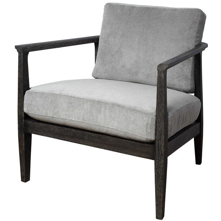 Uttermost Brunei Steel Gray Fabric Dark Ebony Wood Modern Accent Chair - Image 3