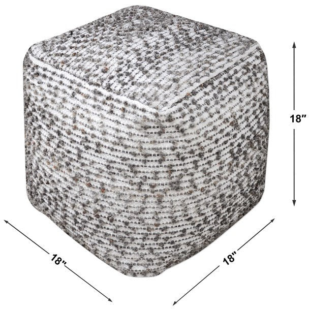 Uttermost Valda Handwoven Beige, Gray & Brown Pouf - Image 2
