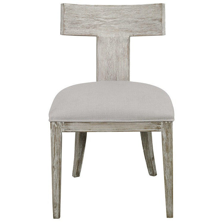 Uttermost Idris White Slubbed Performance Fabric Whitewashed Wood Modern Dining Chair - Image 2