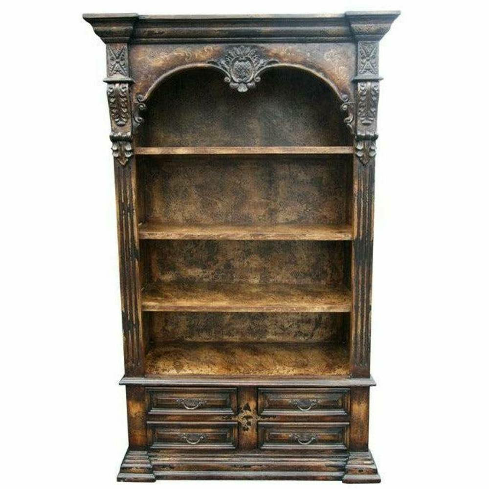 Casa Bonita Peruvian Hand-Painted Carved Wood Bella Bookcase Large