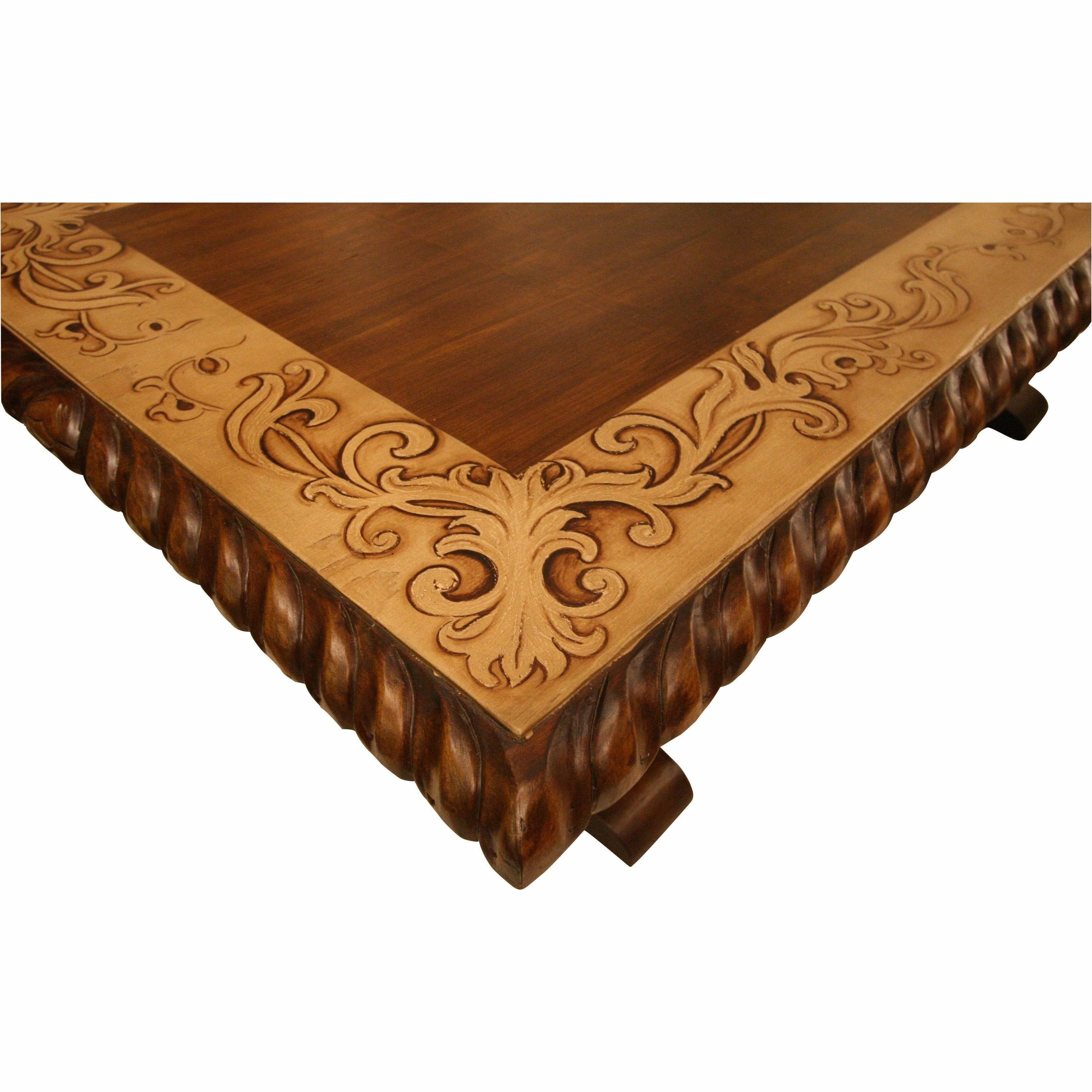 Casa Bonita Peruvian Hand-Painted Carved Wood Concordia 8 Foot Dining Table - Image 2