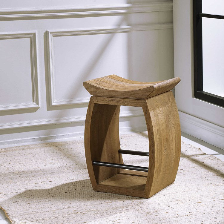 Uttermost Connor Reclaimed Wood Modern Counter Stool - Image 3