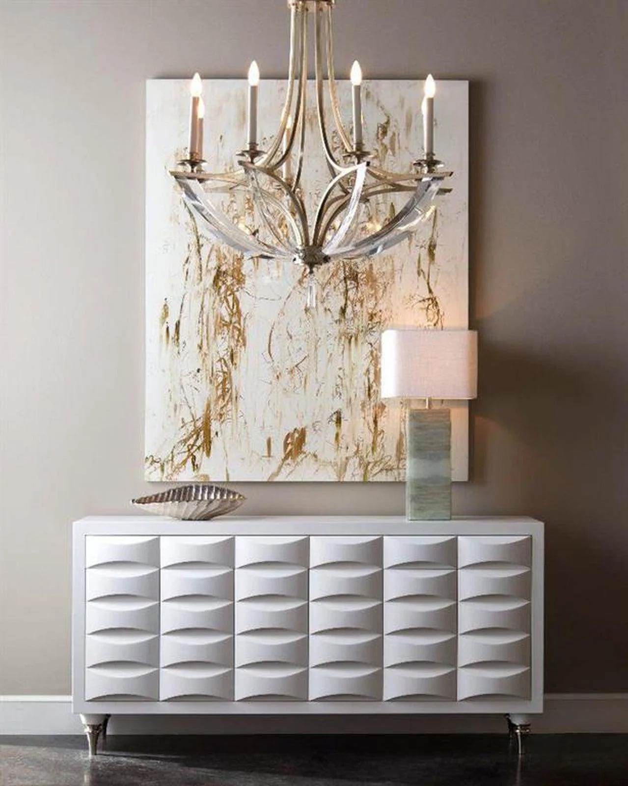 John Richard Bent-Crystal Eight-Light Chandelier - Image 2