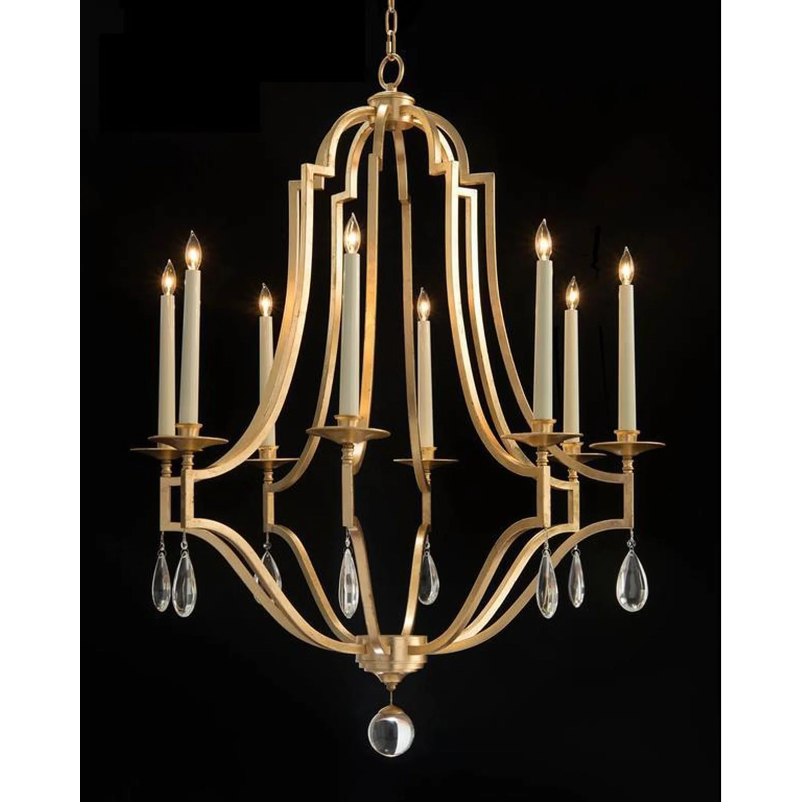 John Richard Gold-Leaf And Crystal Chandelier - Image 1