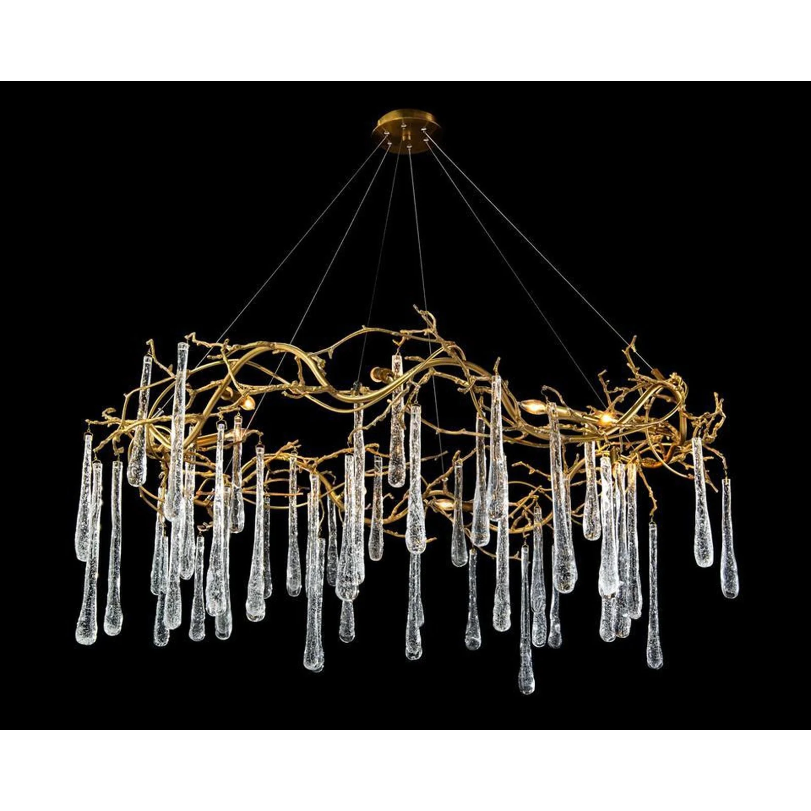 John Richard Brass And Glass Teardrop Eight-Light Chandelier - Image 1