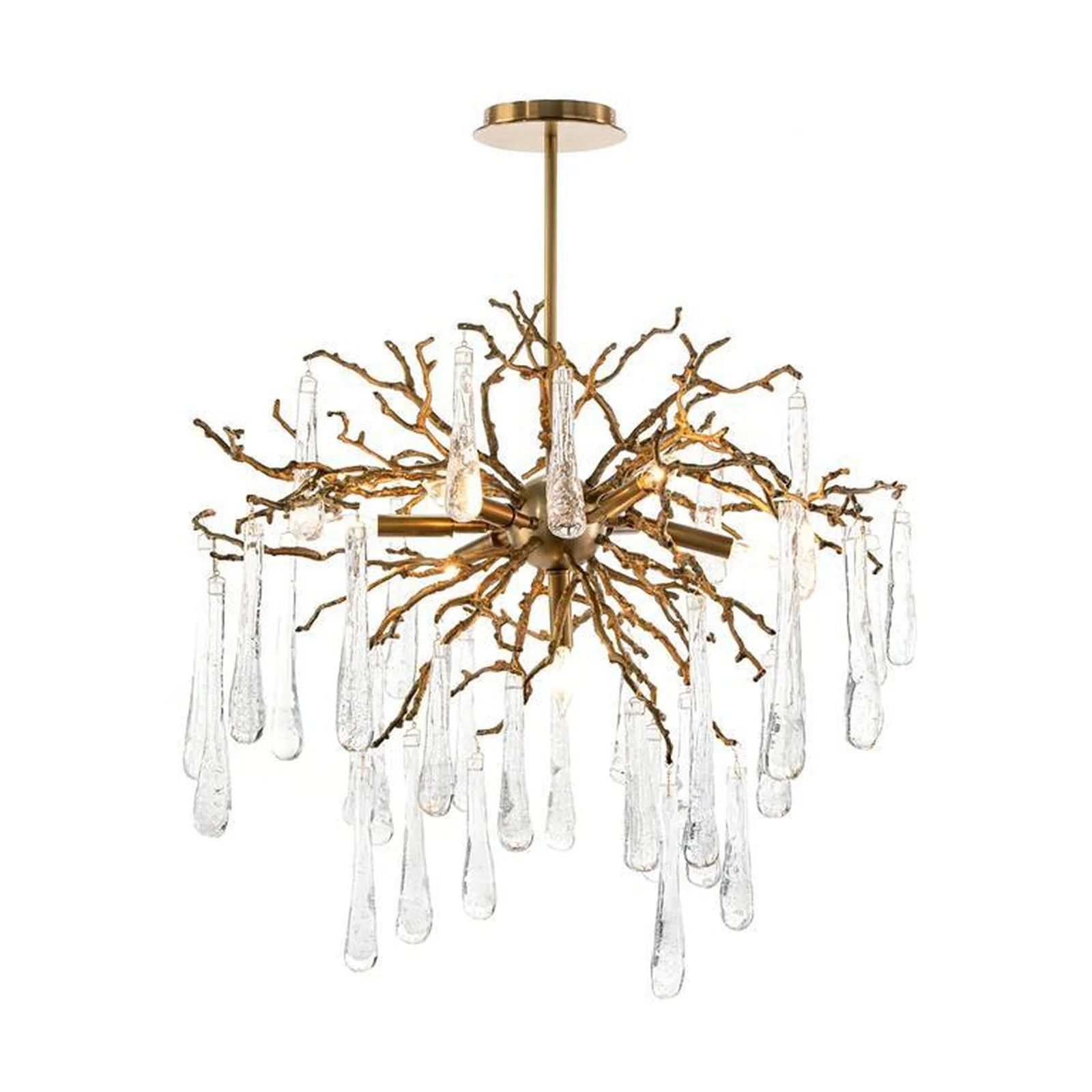 John Richard Brass And Glass Teardrop Seven-Light Chandelier - Image 1