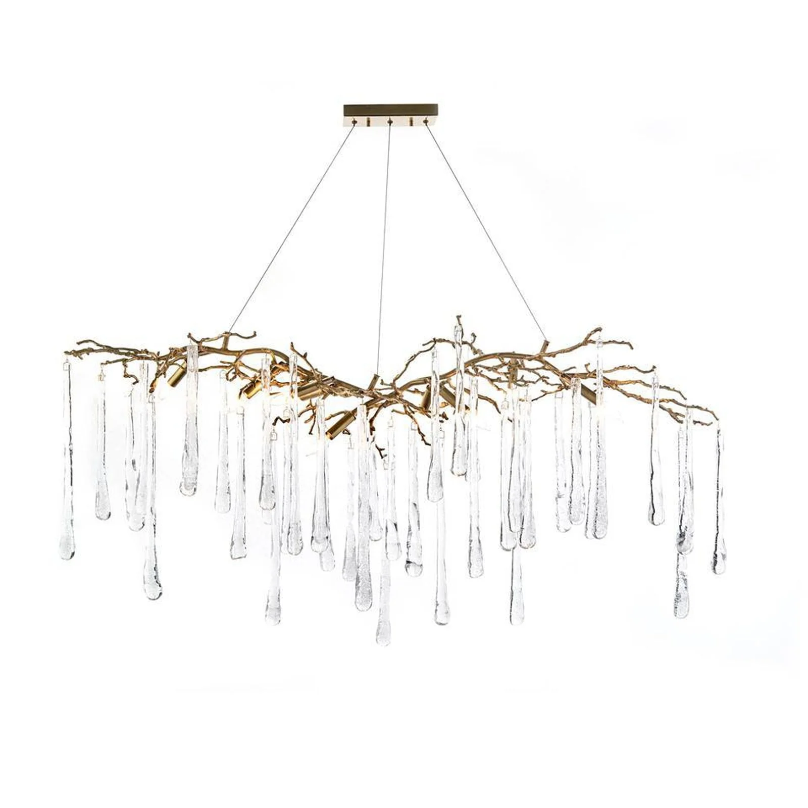 John Richard Brass And Glass Teardrop Nine-Light Chandelier - Image 1