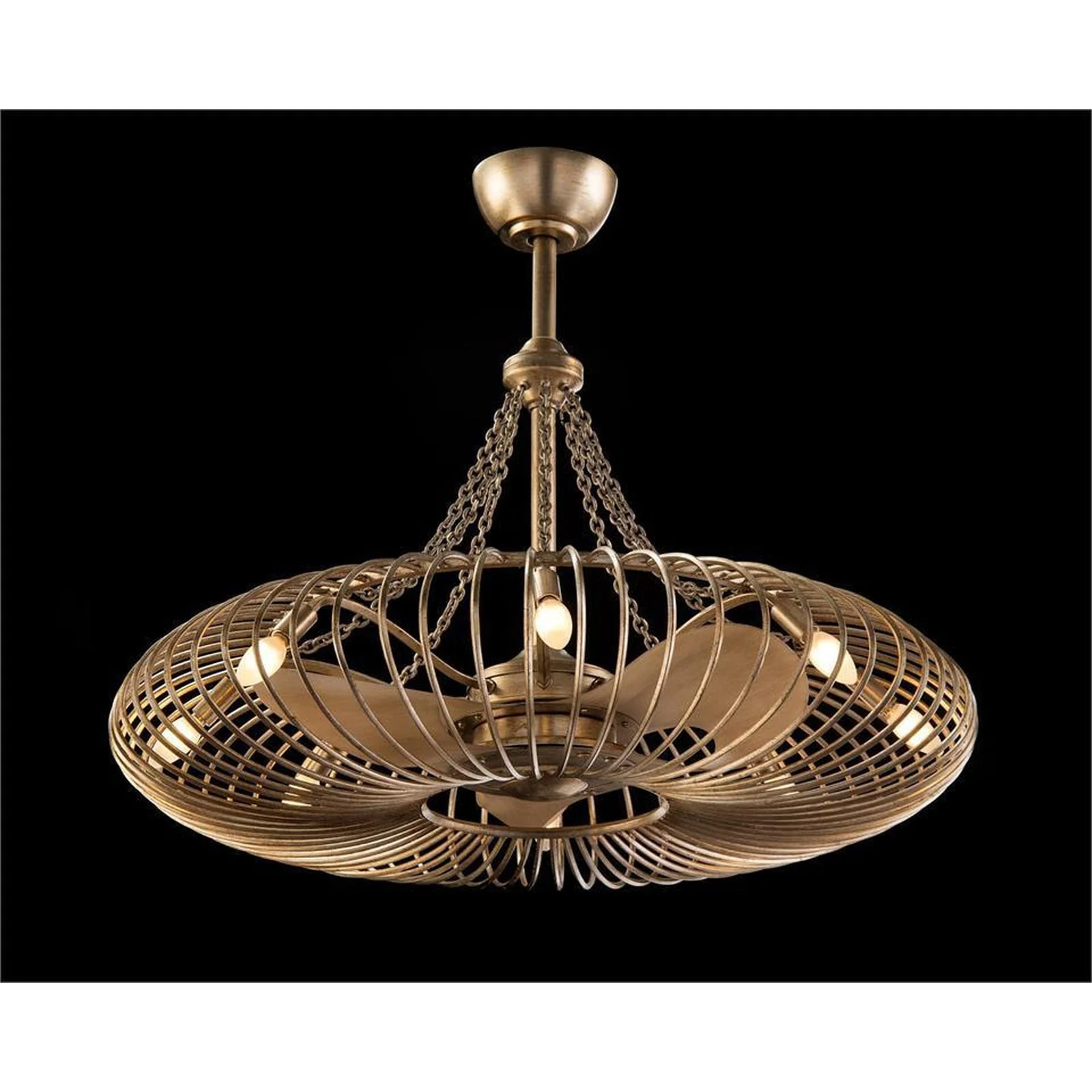 John Richard Ribbons Of Silver Eight-Light Pendant With Fan - Image 1