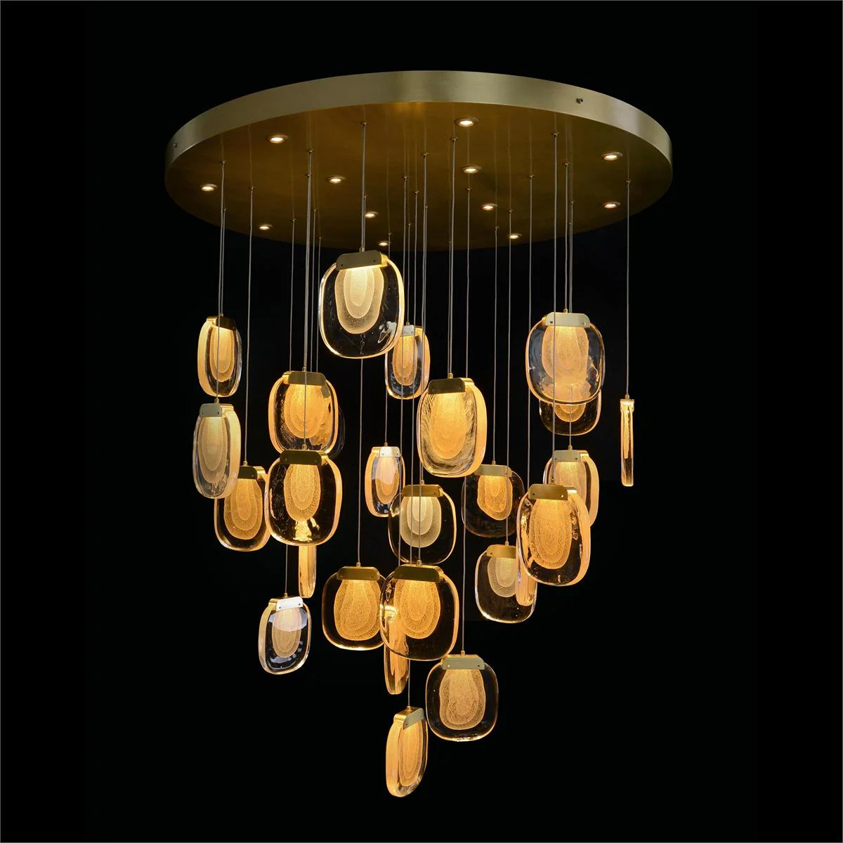 John Richard Bansho: Layered Glass Thirty-Nine-Light Drop Pendant Chandelier - Image 1