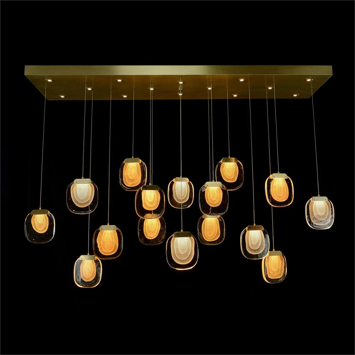 John Richard Bansho: Layered Glass Thirty-Light Horizontal Pendant Chandelier - Image 1