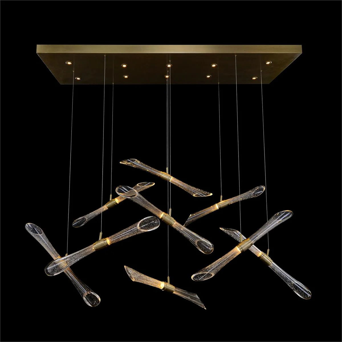 John Richard Rhapsody – Nine Fluted Light Tube Chandelier With Ten Additional LEDs In The Canopy
