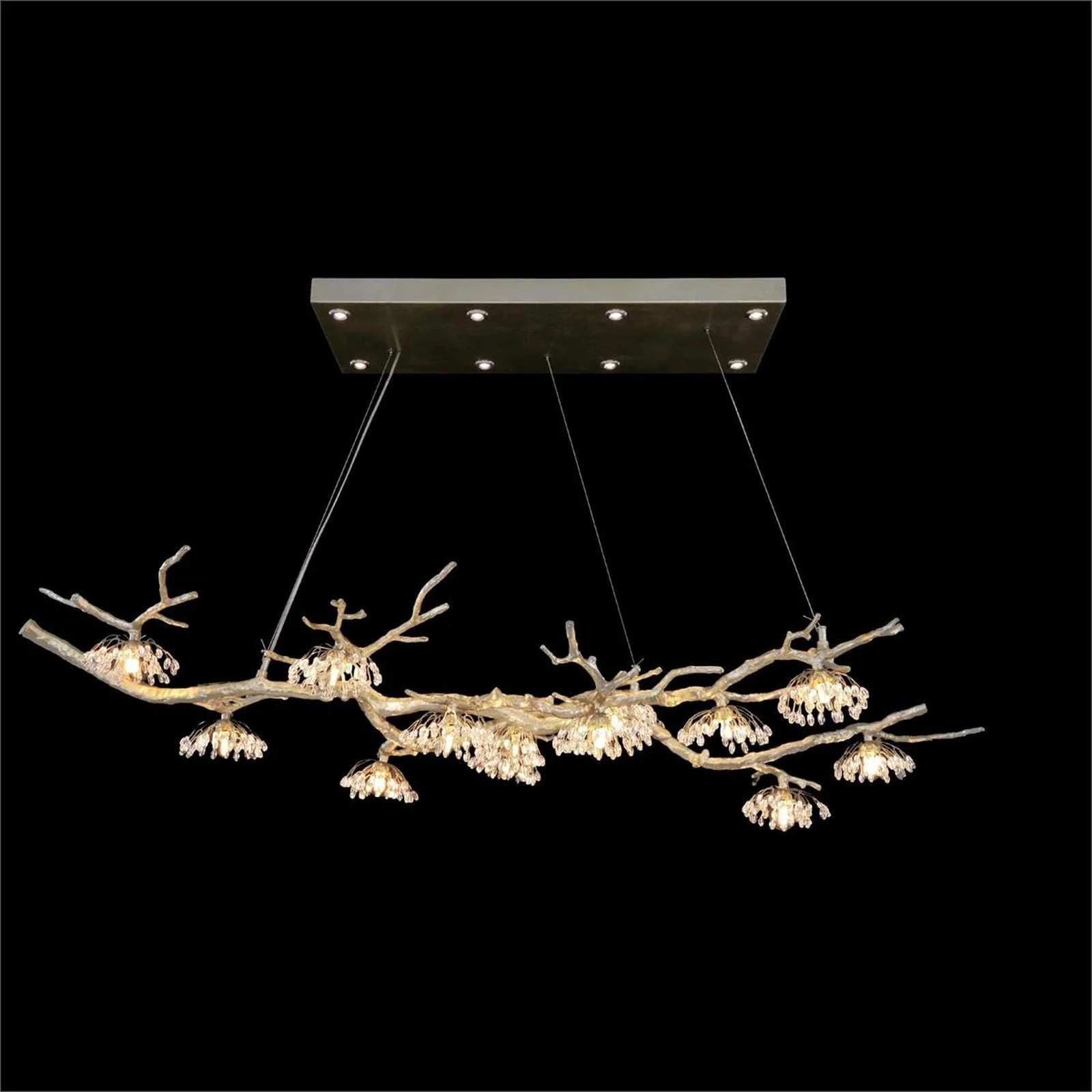 John Richard Hanasaku Crystal Bud Branch Fourteen-Light Oblong Chandelier - Image 1